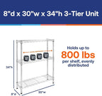Shelving Inc. 8"d x 30"w x 34"h Chrome Wire Shelving - Image 2