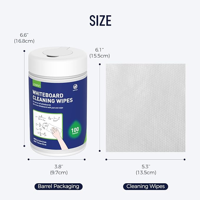 Loukin Whiteboard Cleaning Wipes, Dry Erase Board Cleaning Wipes, Non-toxic - Image 2
