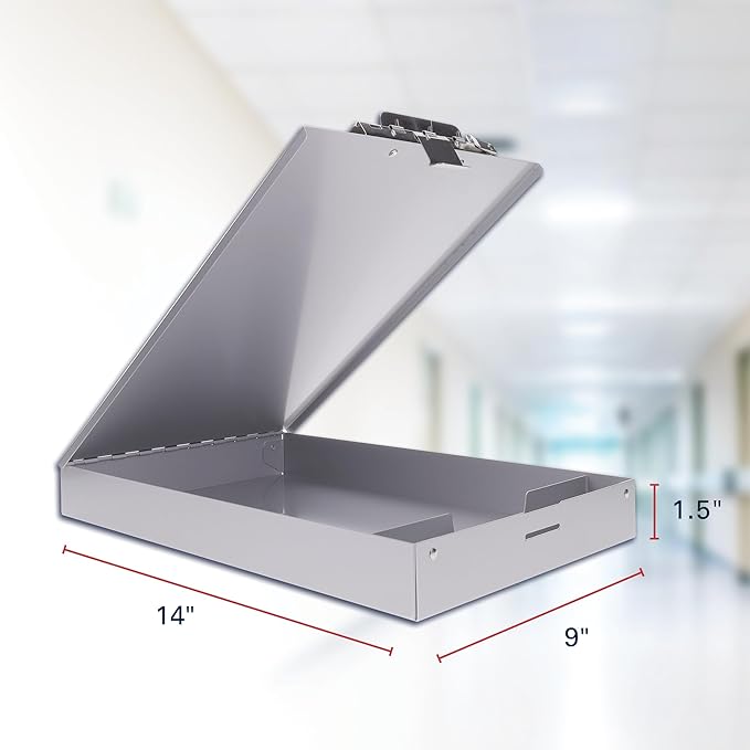 Saunders Metal Clipboard with Storage, Letter Size Paper Organizer, Steel Clip - Image 3