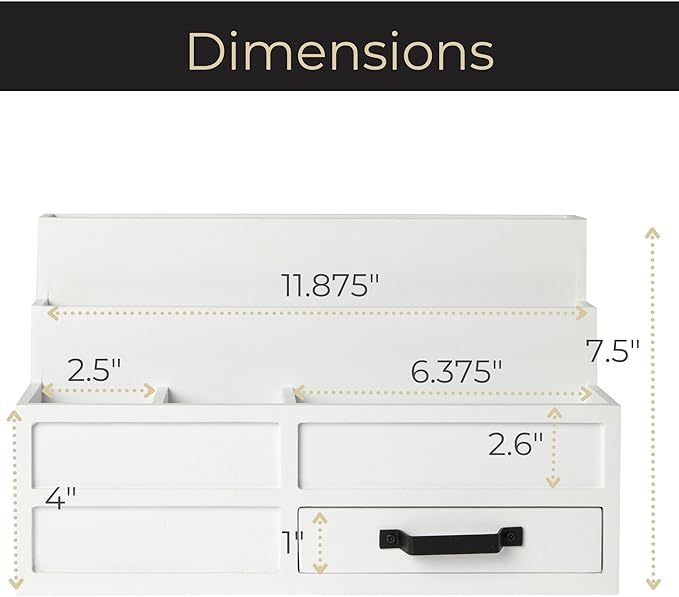 BLU MONACO | White Desktop Organizer - Image 6