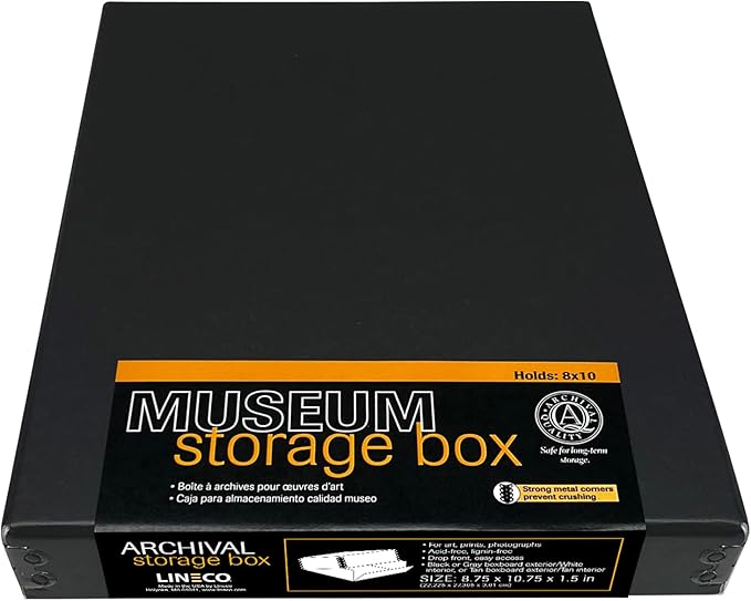 Lineco Museum Archival Storage Box, 8.75x10.75x1.5 in. Drop Front Design. by Lineco