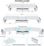 gianotter dual monitor stand riser with drawer and, close-up detail
