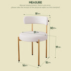 Desk Chair No Wheels Comfy Accent Chair for Living Dining Room Bedroom Home Office Mid Century Modern Upholstered Armless with Metal Legs (Gold Frame+White, 6)