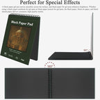 Fuxi Black Paper Sketchbook 9x12, 60 Sheets（90lb/150gsm） Hardcover Spiral Bound - Image 4