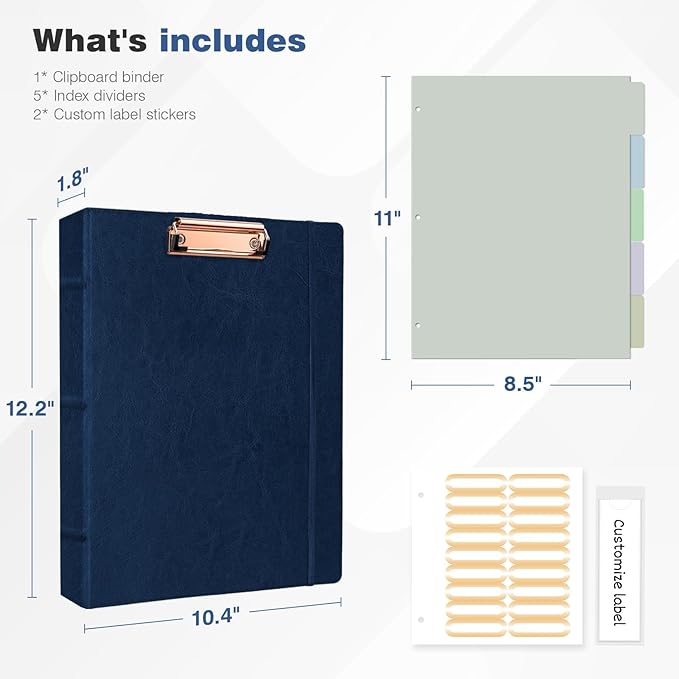 Ospelelf 3 Ring Binder With Clipboard 1 Inch Leather - Image 3