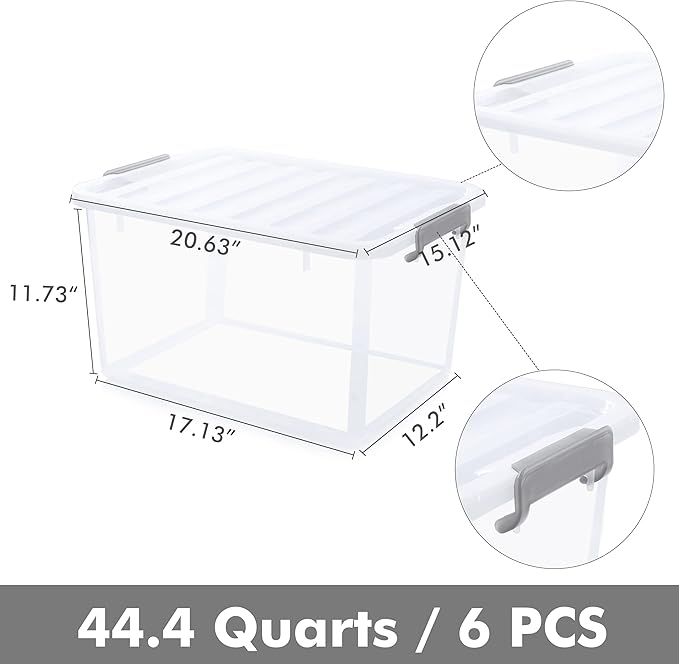 Citylife 6 Packs 44.4 QT Plastic Storage Bins - Image 6