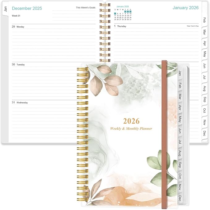 2026 Planner - A5 Weekly & Monthly Planner Spiral Bound, January 2026 - by Heveboik
