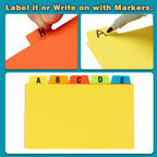 Chell 3"x5" Plastic Index Card Dividers, Primary Colors, 25 Pack | Heavyweight, A-Z, Made of Polypropylene, Alphabetical Stickers, Blank Stickers