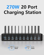 270W Charging Station for Multiple Devices, 20-Port USB Fast Charging Station - Image 2