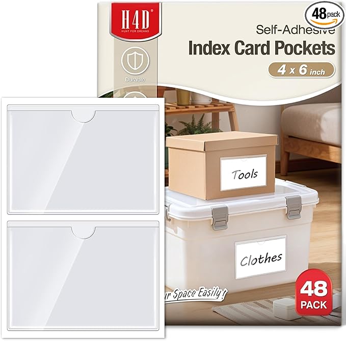 H4D 48 Pack Labels for Storage Bins, Tote Label Pockets for Organizing Storage by H4D