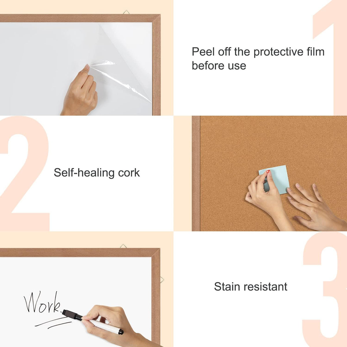 Combination Magnetic Whiteboard Cork Bulletin Board, 36x24 Inches Combo Dry E...