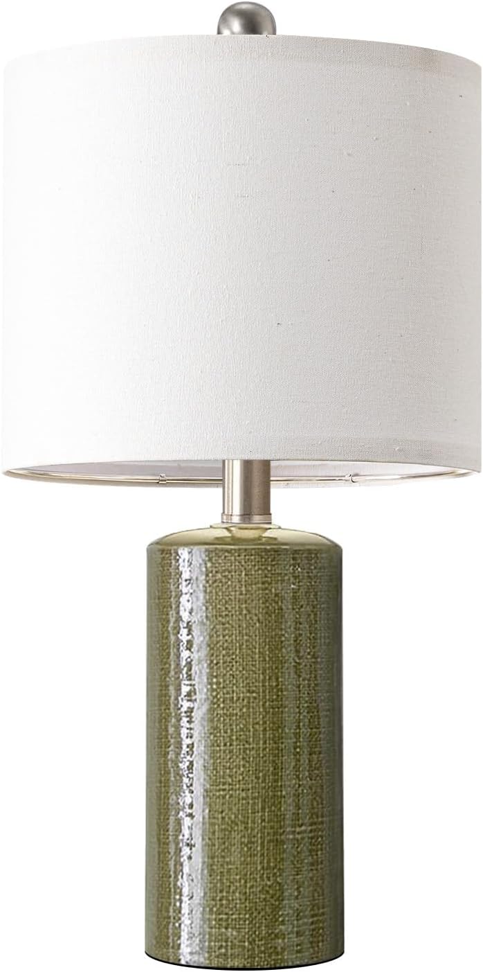 20.25" Small Single Table Lamp for Bedroom Modern Ceramic Nightstand Lamp