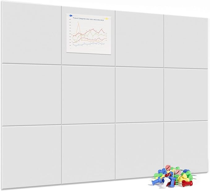 Neatsure Large Cork Board for Wall, 12 Panels Felt Tiles Tack Push Pin Board by Neatsure