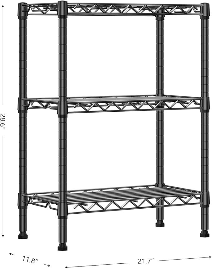 M MZG 750 lbs 3 Tier Shelf Metal Storage Shelves Wire Rack Closet Organizers - Image 3