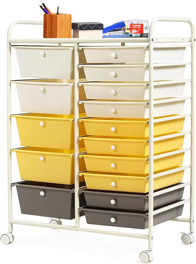 HAPPYGRILL 15-Drawer Rolling Cart, Storage Carts by HAPPYGRILL