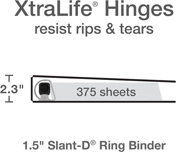 Oxford 3 Ring Binders, Binders for School, 1.5 Inch ONE-Touch Easy Open D Rings - Image 3