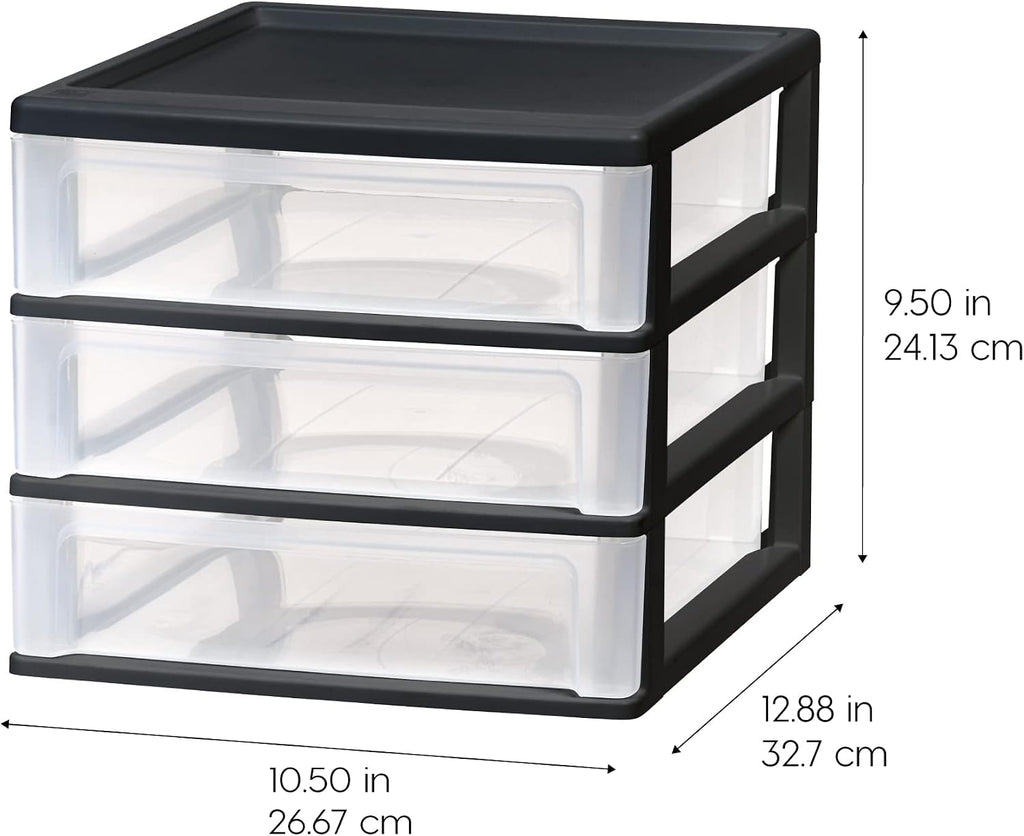 iris usa 2-pack, 3-drawer medium plastic stacking desktop, close-up detail