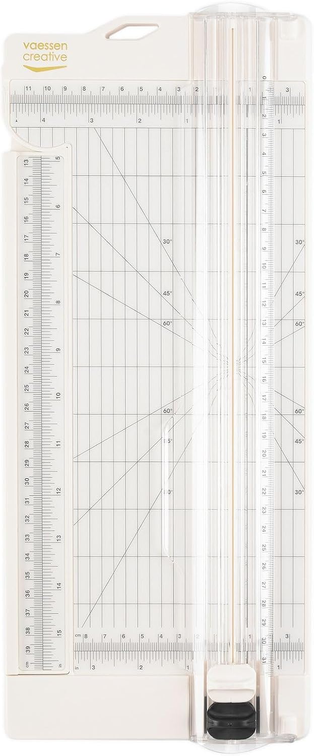 Vaessen Creative Trimmer + Scoring Board 4.5" for Scrapbooking, Cardmaking and Other Paper Crafts, White, 11,4 x 30,5 cm