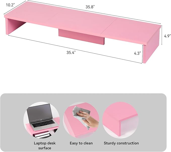 Qupui Dual Monitor Stand Riser, Large Computer Monitor Stand - Image 2
