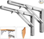 Folding Shelf Brackets, Max Load 300 lb, Heavy Duty Stainless Steel Collapsible by ANDICEQY
