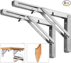 Folding Shelf Brackets, Max Load 300 lb, Heavy Duty Stainless Steel Collapsible by ANDICEQY
