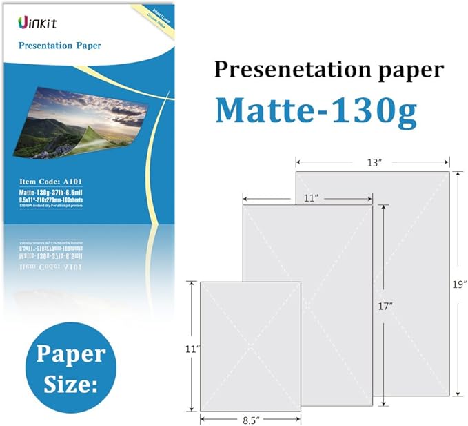 Uinkit 100 Sheets Matte Presentation tabloid paper 11x17 matte Double Sided - Image 2