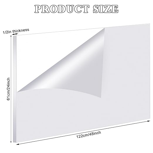 Roowest 2 Pcs 24 x 48 Inch, 1/2 Inch Thick Clear Acrylic Sheets Plastic Panels - Image 2