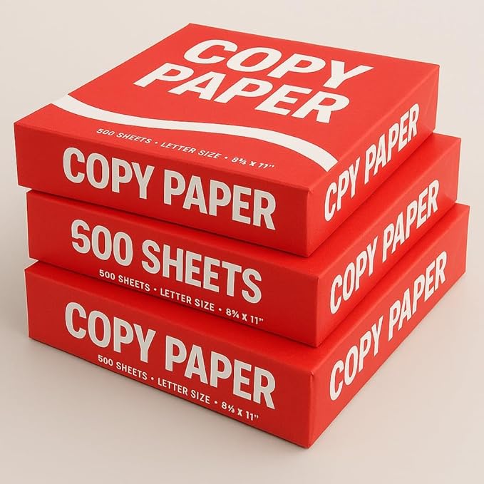 Multi-Use Copy Paper, 8.5 x 11 Inch, 20 lb, 92 Brightness, 3 Reams – Jam-Free by Unknown