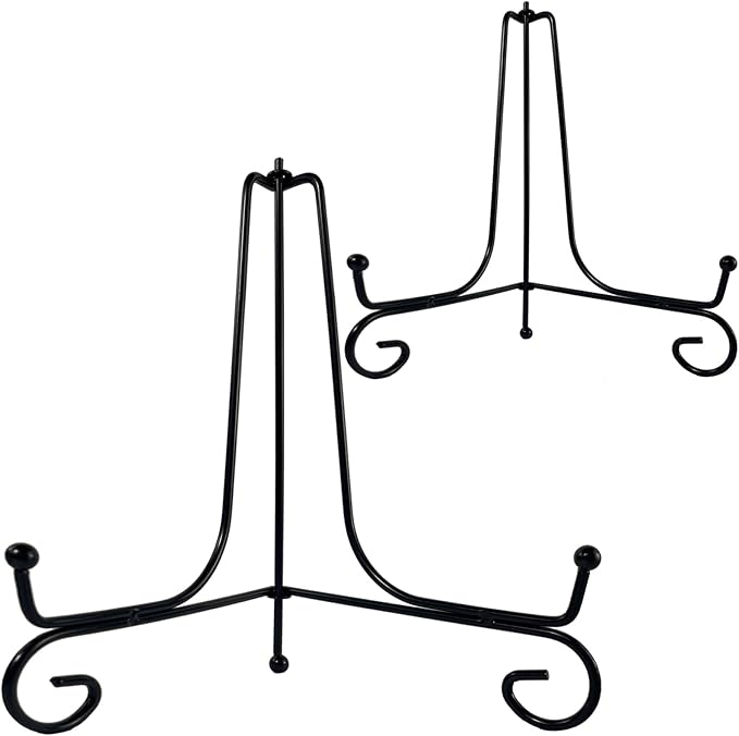 HENABLE 2PCS Premium Black Iron Plate Stands by HENABLE