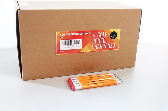 S & E TEACHER'S EDITION 600PCS 4'' Golf Pencils Pre-sharpened, Break-Resistant - Image 3