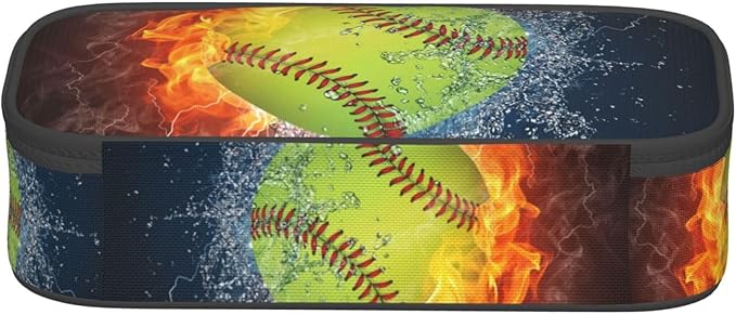 Softball Ball Pencil Case Big Capacity Storage Pencil Pouch Stationery Bags - Image 4