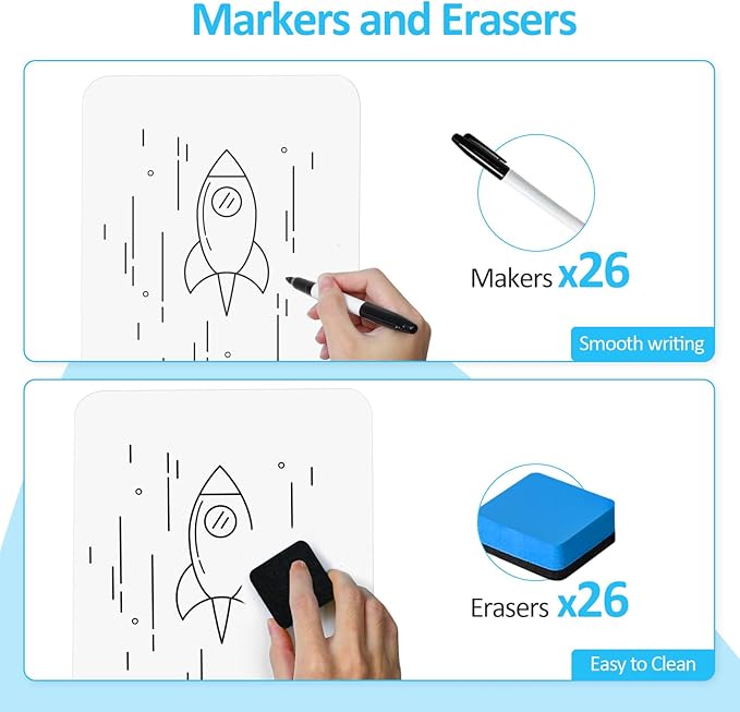 Dry Erase LapBoards, PANDRI 26 Pack Double Sided 12.5 x 9 Inch Whiteboards - Image 4