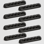 USB Cable Organizer Clips Cord Holder, 8 Packs Black Self Adhesive Desk Cord by Apromisith