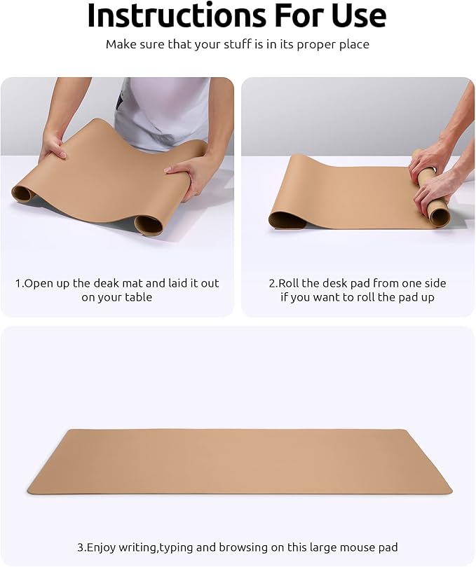 YSAGi Leather Desk Protector, Office Mat, Large Mouse Pad, Non-Slip PU Leather - Image 9
