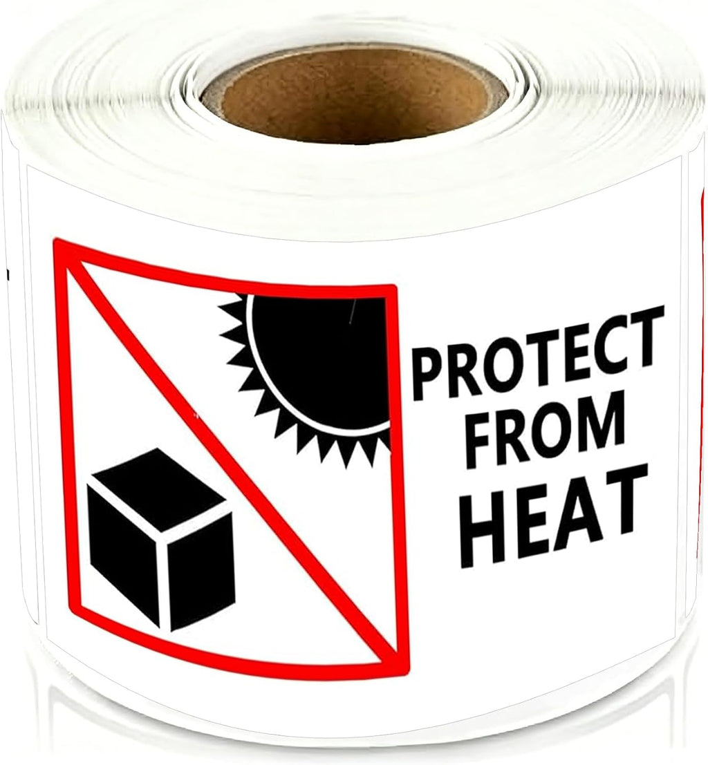 Protect from Heat Caution Labels,Shipping Warning Stickers for Package Boxes,2x3 Inch 300 Pcs Per Roll