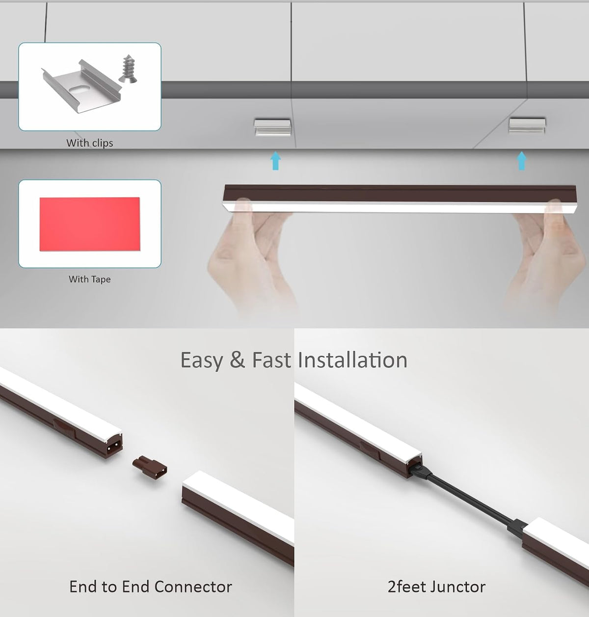 Leetdud Under Cabinet Lighting Plug in, 32 Inch 2 Pcs, Linkable AC120V 3CCT 3...