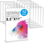 xydstay 12pack Acrylic Sign Holder 8.5 X 11, Vertical T Shape Clear Plastic by xydled