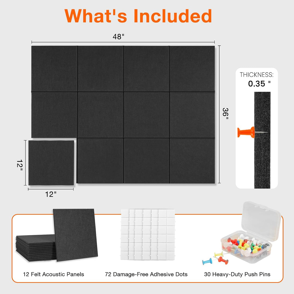 Large Cork Boards for Walls 48" x 36",12 Pack Bulletin Boards Alter...