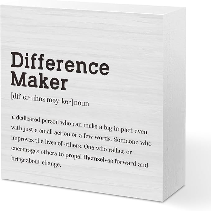 Difference Maker Definition Home Office Decor Wooden Box Sign Motivational by Unknown