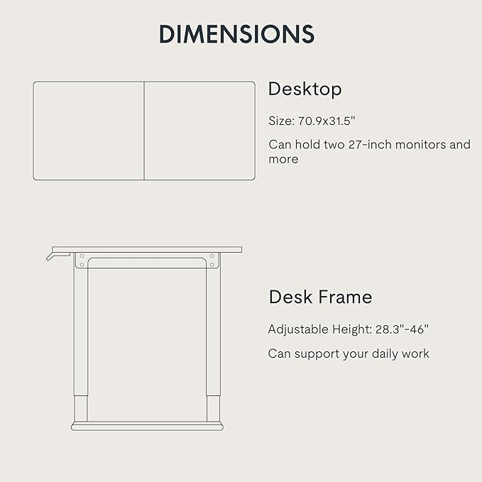 FLEXISPOT 4 Leg Standing Desk 71 x 32 Inch Electric Adjustable Height Sit Stand - Image 7