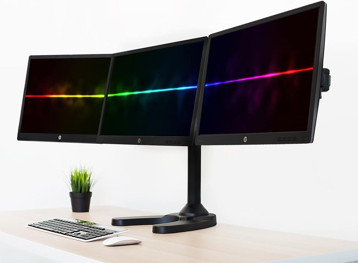 Mount-It! Triple Monitor Stand for 3 Screens up to 24", Height Adjustabl...