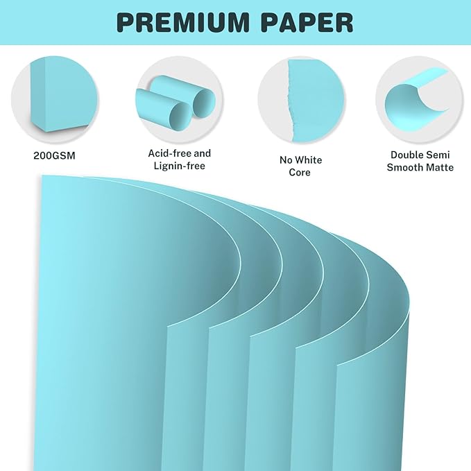 Light Blue Cardstock 8.5 X 11, 80 Sheets Card Stock, 75lb/ 200gsm Copy Paper - Image 3