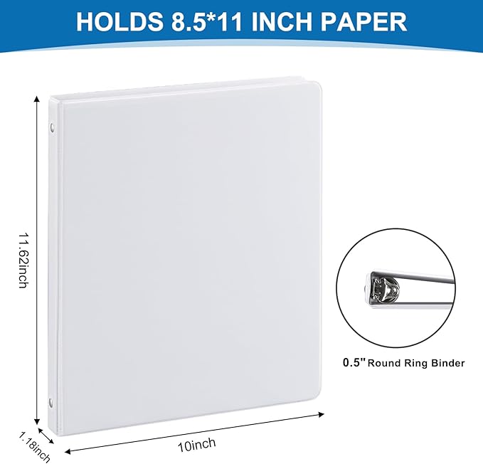 1/2 Inch 3-Ring Binder, 0.5-inch Round Ring Binder - Image 2