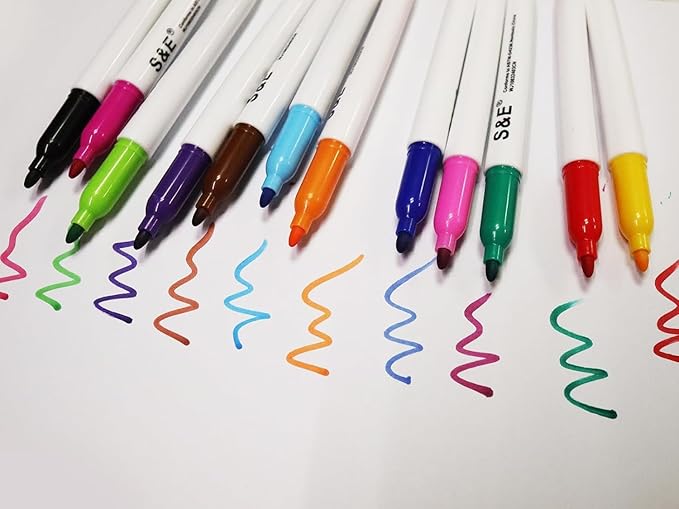 S & E TEACHER'S EDITION 24 Pcs Dry Erase Markers, 12 Assorted Colors - Image 2