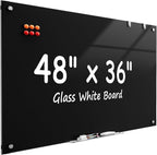 MaxGear Glass Whiteboard Wall Mounted, Frameless Magnetic Dry Erase Board by MaxGear