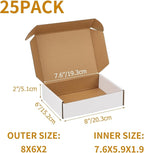 PHAREGE 8x6x2 Inch Shipping Boxes 25 Pack White, Tab Lock Tuck Top Mailer Boxes - Image 2