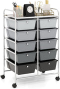 HAPPYGRILL 10-Drawer Rolling Storage Cart, Storage Organizer Cart