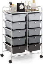 HAPPYGRILL 10-Drawer Rolling Storage Cart, Storage Organizer Cart