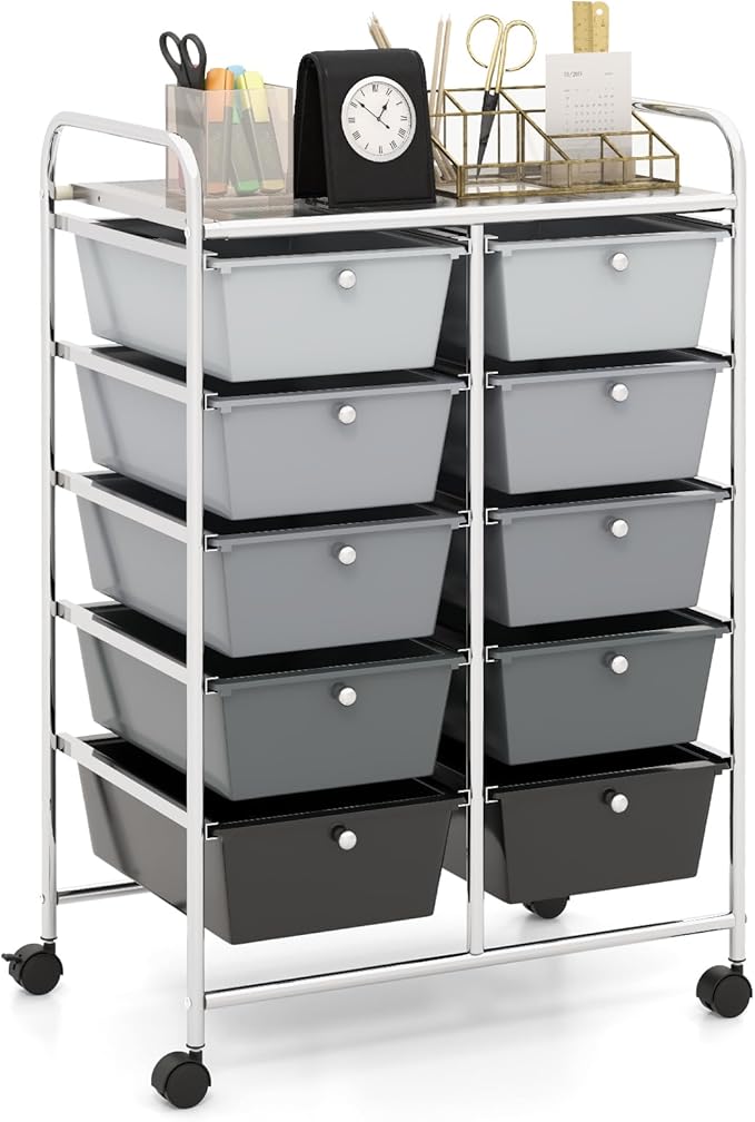 HAPPYGRILL 10-Drawer Rolling Storage Cart, Storage Organizer Cart by HAPPYGRILL