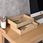 KIRIGEN Wood Desk Organizer Set of 2 Stackable Paper Tray Desktop Document - Image 8